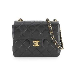 CHANEL Mini Matelasse Chain Shoulder Bag Leather Black A01115 Purse 90278717